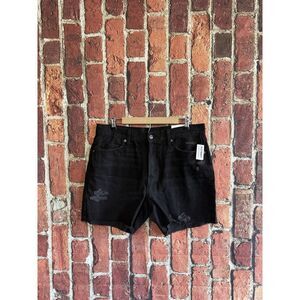 Old Navy Womens Black High Rise Slouchy Straight Denim Shorts NWT Size 12